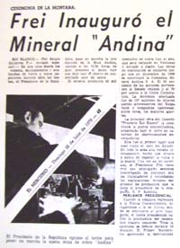 Inaugurando Minera Andina del Yacimiento Río Blanco