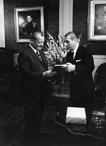 Eduardo Frei Montalva y Willy Brandt en Palacio de La Moneda. 17 de Octubre de 1968. 