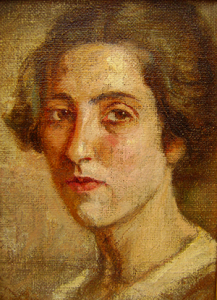 Retrato de Gabriela Mistral, realizado por Juan Francisco González hacia 1924. Colección de Pintura de Casa Museo EFM.